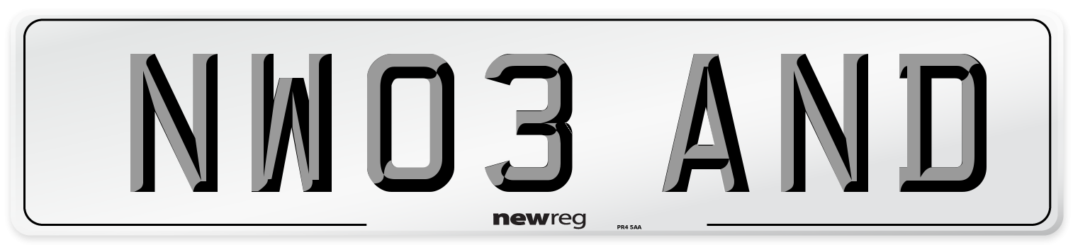 NW03 AND Number Plate from New Reg